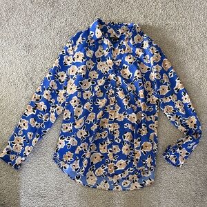 Ann Taylor Blue Floral Blouse